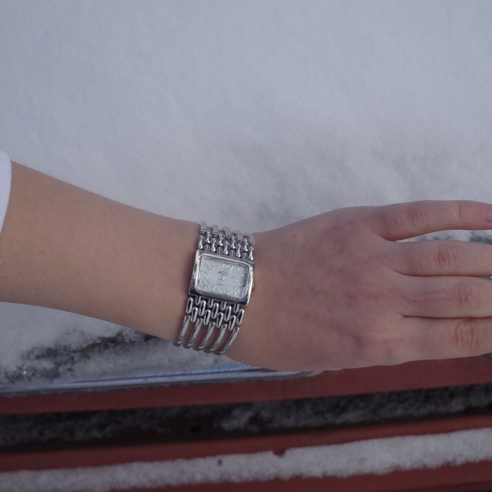 Beautiful  Bracelet Style Silver Plated Women's Wrist Watch By ACO